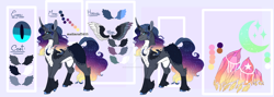 Size: 1280x454 | Tagged: safe, artist:malinraf1615, oc, oc:yoru serene, pony, unicorn, male, offspring, parent:king sombra, parent:princess luna, parents:lumbra, reference sheet, solo, stallion