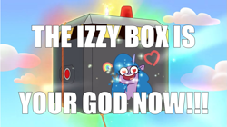 Size: 961x540 | Tagged: safe, edit, edited screencap, screencap, izzy moonbow, pony, unicorn, g5, my little pony: tell your tale, the unboxing of izzy, spoiler:g5, spoiler:my little pony: tell your tale, spoiler:tyts01e06, levitation, magic, meme, solo, telekinesis, the izzy box, this is your god now, unicorn entrapment device