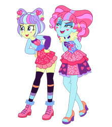 Size: 3211x3628 | Tagged: safe, artist:gmaplay, kiwi lollipop, supernova zap, human, equestria girls, g4, duo, duo female, female, hand on hip, high res, k-lo, postcrush, simple background, su-z, transparent background