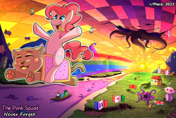Size: 3000x2000 | Tagged: safe, artist:littletigressda, pinkie pie, earth pony, pony, g4, amogus, among us, april fools, high res, meme, nyan cat, r/place, reddit, solo
