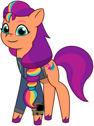 Size: 3765x5049 | Tagged: safe, artist:php170, sunny starscout, earth pony, pony, fallout equestria, g5, my little pony: tell your tale, absurd resolution, clothes, cute, fallout, female, hooves, jumpsuit, looking at you, mane stripe sunny, mare, pipboy, show accurate, simple background, smiling, smiling at you, solo, standing, sunnybetes, tail, transparent background, unshorn fetlocks, vault suit, vector