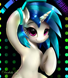 Size: 1772x2029 | Tagged: safe, artist:darksly, dj pon-3, vinyl scratch, pony, unicorn, g4, belly button, blushing, body pillow, body pillow design, cute, female, headphones, mare, solo, vinylbetes