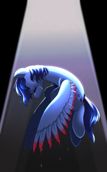 Size: 1600x2560 | Tagged: safe, artist:syrupyyy, oc, oc only, oc:crystal skies, pegasus, pony, fanfic:love friendship and gangsters, blood, fanfic, fanfic art, fanfic cover, solo