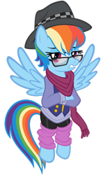 Size: 1883x3184 | Tagged: safe, artist:dentist73548, artist:tygerbug, rainbow dash, pegasus, pony, g4, clothes, female, glasses, hipster, mare, rainbow dork, scarf, show accurate, simple background, solo, swag, transparent background, vector