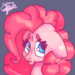 Size: 5000x5000 | Tagged: safe, alternate version, artist:mannybcadavera, pinkie pie, earth pony, pony, g4, cute, diapinkes, female, floppy ears, mare, pouty lips, purple background, sad, simple background, solo, textless version