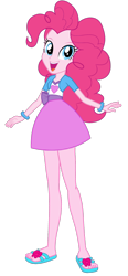 Size: 758x1630 | Tagged: safe, pinkie pie, human, equestria girls, g4, clothes, female, simple background, skirt, solo, transparent background, vector