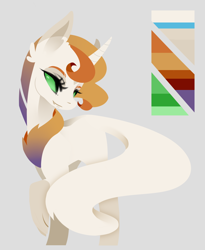 Size: 1636x2000 | Tagged: safe, artist:ryrxian, oc, oc only, hybrid, pony, unicorn, horn, interspecies offspring, offspring, parent:capper dapperpaws, parent:rarity, parents:capperity, reference sheet, simple background, smiling, solo, unicorn oc