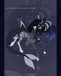 Size: 1280x1593 | Tagged: safe, artist:henori_artist, oc, oc only, original species, pony, shark, shark pony, deviantart watermark, eyelashes, female, mare, obtrusive watermark, smiling, watermark, zoom layer