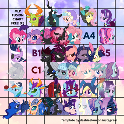 Size: 1080x1080 | Tagged: safe, artist:shiee-artopia223, applejack, cozy glow, fluttershy, pinkie pie, princess luna, queen chrysalis, rainbow dash, starlight glimmer, thorax, twilight sparkle, oc, oc only, changedling, changeling, earth pony, pegasus, pony, unicorn, a hearth's warming tail, frenemies (episode), g4, it's about time, sparkle's seven, the last problem, base used, bunny ears, clothes, costume, dangerous mission outfit, dress, eyepatch, female, future twilight, goggles, hoodie, king thorax, male, mare, saloon dress, saloon pinkie, stallion, winter outfit