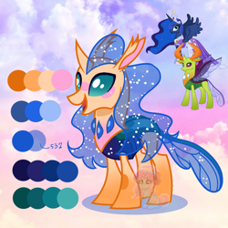 Size: 1100x1100 | Tagged: safe, artist:shiee-artopia223, princess luna, thorax, alicorn, changedling, changeling, pony, g4, base used, female, fusion, fusion:princess luna, fusion:thorax, king thorax, mare, reference sheet, show accurate