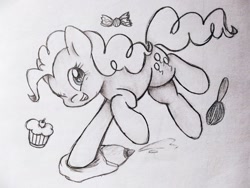 Size: 1280x960 | Tagged: safe, artist:twiliset, pinkie pie, earth pony, pony, g4, cake, candy, cupcake, cute, food, looking at you, one eye closed, smiling, smiling at you, solo, wink, winking at you