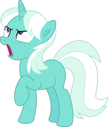 Size: 3323x3903 | Tagged: safe, artist:starcollider, cornetta, pony, unicorn, g4, triple threat, .svg available, angry, blank flank, d:, female, frown, high res, looking up, mare, no cutie marks because im lazy, open mouth, raised hoof, simple background, solo, svg, transparent background, vector