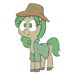 Size: 850x830 | Tagged: safe, artist:cherro, oc, oc only, pony, clothes, cute, female, ocbetes, safari hat, shirt, simple background, solo, white background
