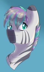 Size: 764x1232 | Tagged: artist needed, safe, oc, oc:unise, zebra, bust, solo, tribal, zebra oc