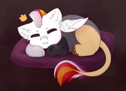 Size: 2041x1477 | Tagged: artist needed, source needed, safe, oc, oc:myrilith, draconequus, cute, draconequus oc, pillow, sleeping, solo