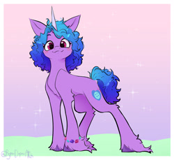 Size: 2492x2283 | Tagged: safe, artist:superduperath, izzy moonbow, pony, unicorn, g5, alternate hairstyle, blushing, cute, high res, izzybetes, looking at you, smiling, solo