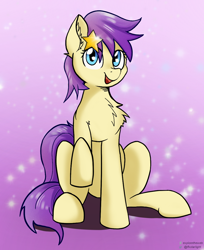 Size: 946x1160 | Tagged: safe, artist:exploretheweb, star dancer, earth pony, pony, g4, chest fluff, cute, female, raised hoof, sitting, solo