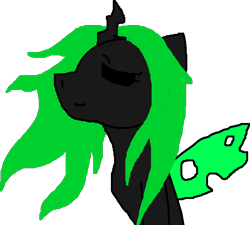 Size: 798x717 | Tagged: safe, queen chrysalis, changeling, g4, drawing, flowing mane, green changeling, simple background, solo, transparent background