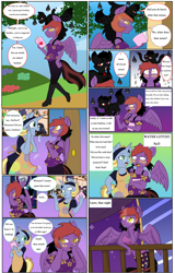 Size: 1600x2500 | Tagged: safe, artist:darkdreamingblossom, oc, oc only, oc:dark dreaming blossom, oc:water lotus, cat, pegasus, unicorn, anthro, comic:the first meeting, breasts, comic, female, horn, male, pegasus oc, unicorn oc