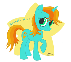 Size: 2300x2000 | Tagged: safe, artist:praisecastiel, oc, oc only, oc:reverie wish, pony, unicorn, care bears, female, freckles, full body, high res, hooves, horn, mare, ponified, raised hoof, signature, simple background, smiling, solo, standing, transparent background, unicorn oc, wish bear