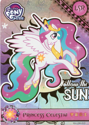 Size: 2856x4008 | Tagged: safe, princess celestia, alicorn, pony, g4, official, card, female, kayou, mare, merchandise, my little pony logo, solo, stock vector, text, trading card