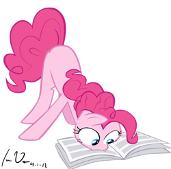 Size: 2471x2427 | Tagged: safe, artist:epic-panda17, pinkie pie, earth pony, pony, g4, ponyville confidential, female, high res, mare, newspaper, reading, simple background, solo, transparent background
