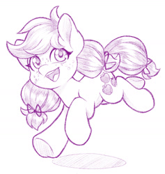 Size: 1200x1266 | Tagged: safe, artist:dstears, applejack, earth pony, pony, g4, cute, female, filly, filly applejack, jackabetes, monochrome, pigtails, sketch, younger