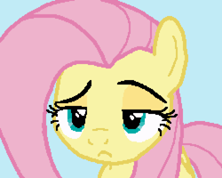 Size: 1000x800 | Tagged: safe, artist:anonymous, edit, edited screencap, screencap, fluttershy, pegasus, pony, flutter brutter, g4, blue background, female, fluttershy is not amused, frown, lidded eyes, mare, reaction image, simple background, solo, unamused