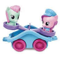 Size: 200x199 | Tagged: safe, minty, pinkie pie, earth pony, pony, g4, conductor, conductor hat, duo, duo female, female, picture for breezies, playskool, playskool friends, simple background, toy, train, vehicle, white background