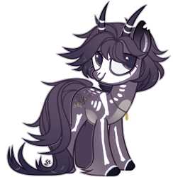 Size: 1802x1846 | Tagged: safe, artist:strangle12, oc, oc only, pony, clothes, costume, female, hoof fluff, horns, mare, simple background, skeleton costume, solo, transparent background