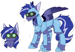 Size: 2195x1519 | Tagged: safe, artist:heart-sketch, oc, oc only, oc:lightning flare, pegasus, pony, armor, goggles, hoof blades, ice, night vision goggles, simple background, solo, transparent background