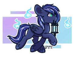 Size: 1031x775 | Tagged: safe, artist:ak4neh, oc, oc:lightning flare, pegasus, pony, lantern, mouth hold, solo, spooky, trotting, will o' the wisp
