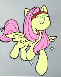 Size: 1032x1299 | Tagged: safe, artist:twiliset, fluttershy, pegasus, pony, g4, beam, cute, eyes closed, flying, looking at you, smiling, smiling at you, solo, spread wings, wings