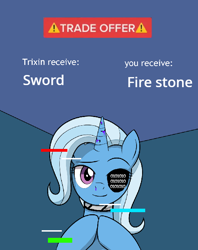 Size: 570x720 | Tagged: safe, artist:mew-me, edit, editor:wonderwolf51, trixie, pony, unicorn, g4, error, female, glitch, mare, meme, solo, trade, trade offer