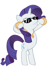 Size: 2121x2828 | Tagged: safe, artist:lcpsycho, rarity, pony, unicorn, g4, belly, bipedal, bling, female, high res, lip bite, mare, simple background, solo, sunglasses, transparent background, vector