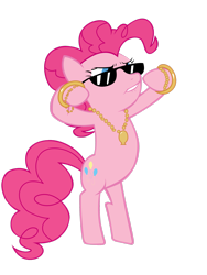 Size: 2121x2828 | Tagged: safe, artist:lcpsycho, pinkie pie, earth pony, pony, g4, bipedal, bling, female, high res, lip bite, mare, simple background, solo, sunglasses, transparent background, vector