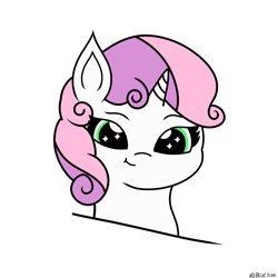 Size: 2048x2048 | Tagged: safe, artist:msbluejune, sweetie belle, pony, unicorn, g4, cute, diasweetes, female, filly, foal, high res, simple background, solo, white background