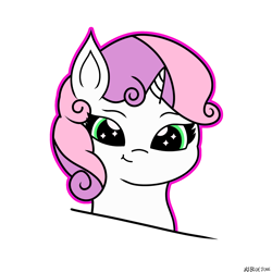 Size: 2048x2048 | Tagged: safe, artist:msbluejune, sweetie belle, pony, unicorn, g4, cute, diasweetes, female, filly, foal, high res, simple background, solo, white background