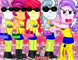 Size: 3900x3000 | Tagged: safe, artist:kamikiku, apple bloom, diamond tiara, scootaloo, silver spoon, sweetie belle, human, equestria girls, g4, my little pony equestria girls: legend of everfree, cutie mark crusaders, high res, sunglasses