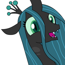 Size: 1200x1200 | Tagged: safe, artist:alejandrogmj, queen chrysalis, changeling, changeling queen, canterlot wedding 10th anniversary, g4, crown, cute, cutealis, fangs, female, happy, jewelry, regalia, simple background, solo, transparent background