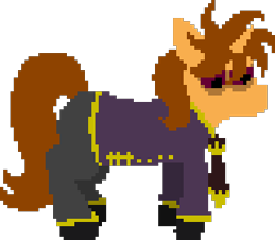 Size: 312x272 | Tagged: safe, artist:minus, derpibooru exclusive, oc, oc only, oc:antoine clovenheimer, pony, unicorn, cyoa:madness in mournthread, bags under eyes, clothes, fancy, horn, jacket, male, necktie, pixel art, simple background, solo, stallion, transparent background, unicorn oc