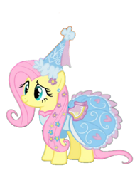Size: 682x896 | Tagged: safe, artist:darlycatmake, fluttershy, pegasus, pony, g4, look before you sleep, clothes, dress, dressup, flower, flower in hair, froufrou glittery lacy outfit, hennin, jewelry, princess, princess costume, simple background, smiling, solo, transparent background