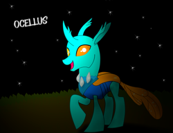 Size: 2940x2256 | Tagged: safe, artist:fededash, oc, oc only, oc:femur, changedling, changeling, high res, horn, night, stars