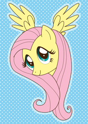 Size: 2059x2912 | Tagged: safe, artist:polarstar, fluttershy, pegasus, pony, g4, abstract background, happy, high res, looking at you, smiling, smiling at you
