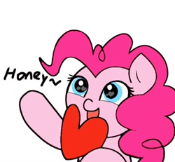 Size: 1024x947 | Tagged: safe, artist:twiliset, pinkie pie, earth pony, pony, g4, cute, heart, heart eyes, looking at you, open mouth, simple background, smiling, smiling at you, solo, white background, wingding eyes