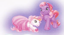 Size: 295x164 | Tagged: safe, artist:ken edwards, desert rose, twinkle twirl, earth pony, pony, g3, official, belle of the ball, clothed ponies, clothes, crown, dress, duo, duo female, female, hoof heart, jewelry, regalia, shoes, tiara