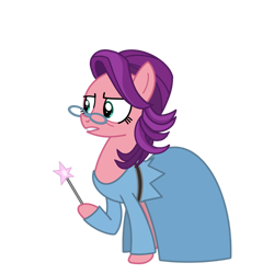 Size: 1280x1281 | Tagged: safe, artist:chanyhuman, spoiled rich, earth pony, pony, g4, clothes, cosplay, costume, dreamworks, dress, fairy godmother, female, glasses, magic wand, mare, shrek, shrek 2, simple background, spoiled milk, transparent background, vector