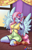 Size: 660x1020 | Tagged: safe, alternate version, artist:bumblebun, artist:inkkeystudios, kerfuffle, pegasus, anthro, plantigrade anthro, g4, my little pony: rainbow roadtrip, :p, amputee, breasts, cleavage, clothes, dress, female, kneeling, looking at you, prosthetic leg, prosthetic limb, prosthetics, smiling, solo, tongue out
