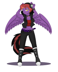 Size: 1700x2100 | Tagged: safe, artist:darkdreamingblossom, oc, oc:dark dreaming blossom, pegasus, anthro, anthro oc, choker, clothes, female, midriff, one eye closed, pegasus oc, simple background, solo, transparent background