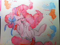 Size: 1280x956 | Tagged: safe, artist:kluzart, pinkie pie, earth pony, pony, g4, solo, traditional art, watercolor painting